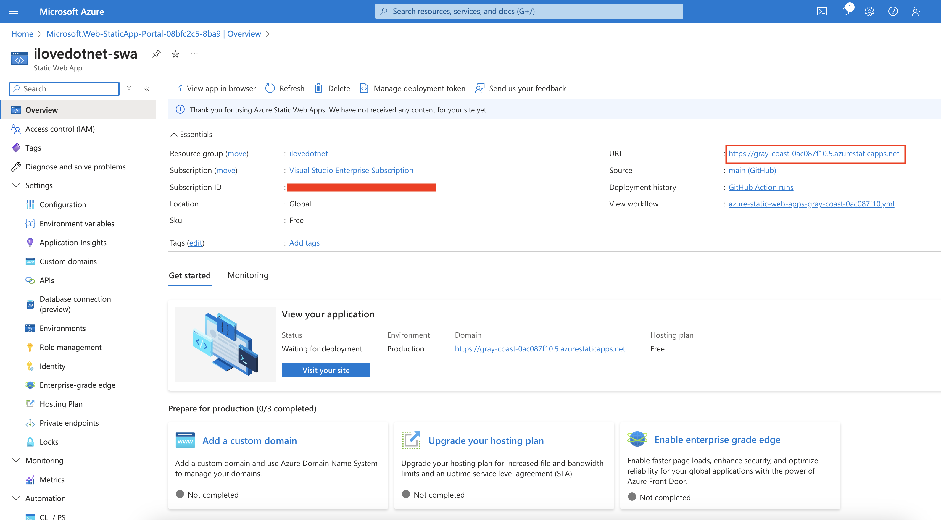 ILoveDotNet Azure Static Web Apps Resource